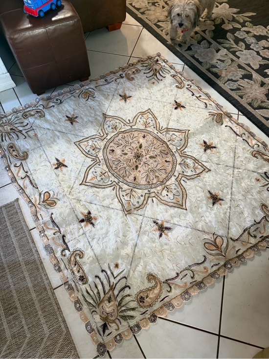 Other - Ivory Embroidered Medallion table top cover 51x57 inches
